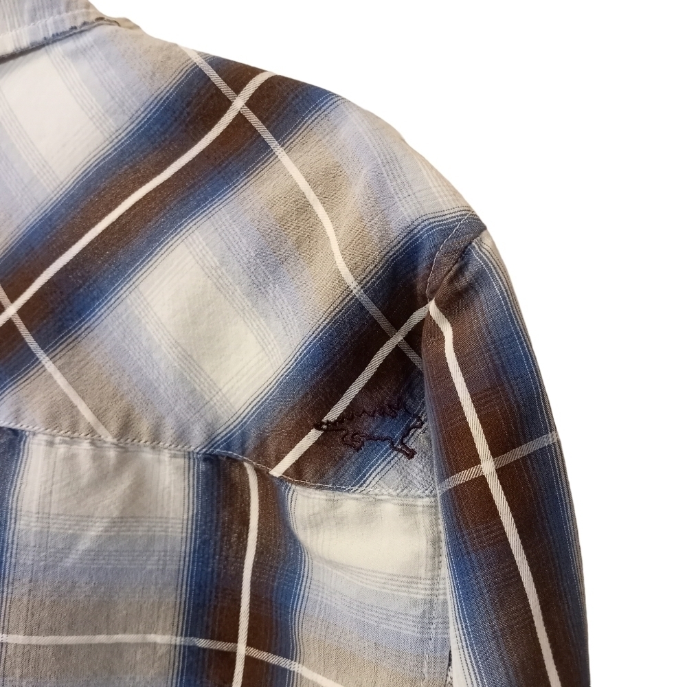 Horny Toad Blue / Brown Plaid Button-up Long Sleeve Men's Shirt Size Large - Picture 8 of 12